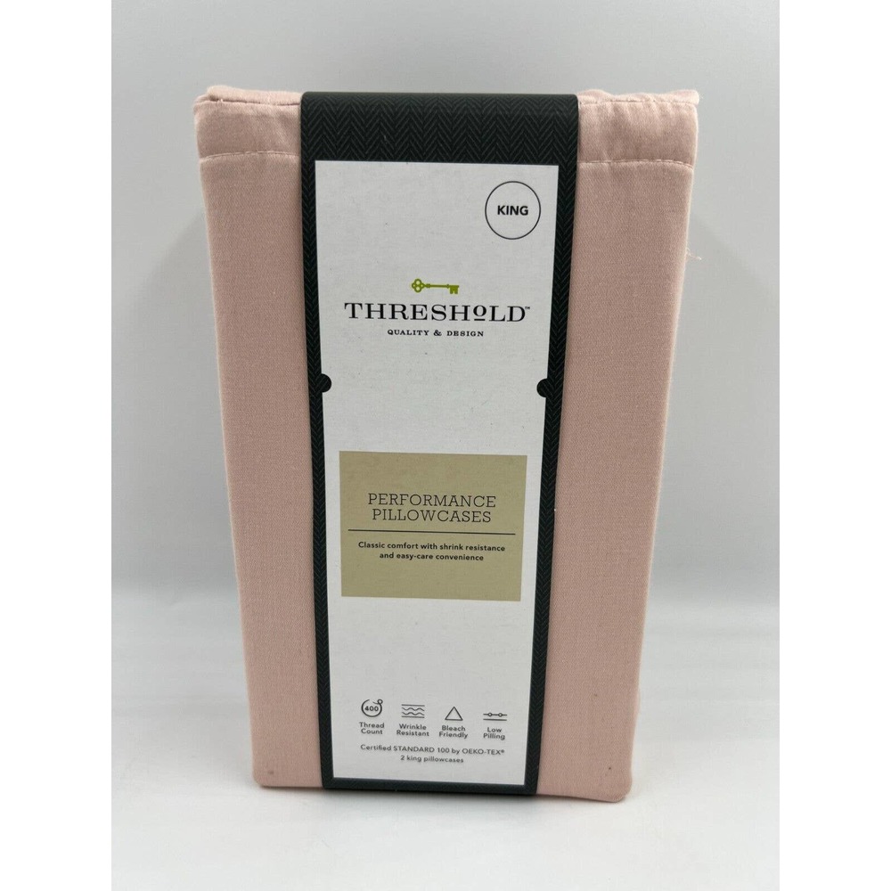 Threshold 400 Thread Count Solid Performance King Pillowcase Set - Blush